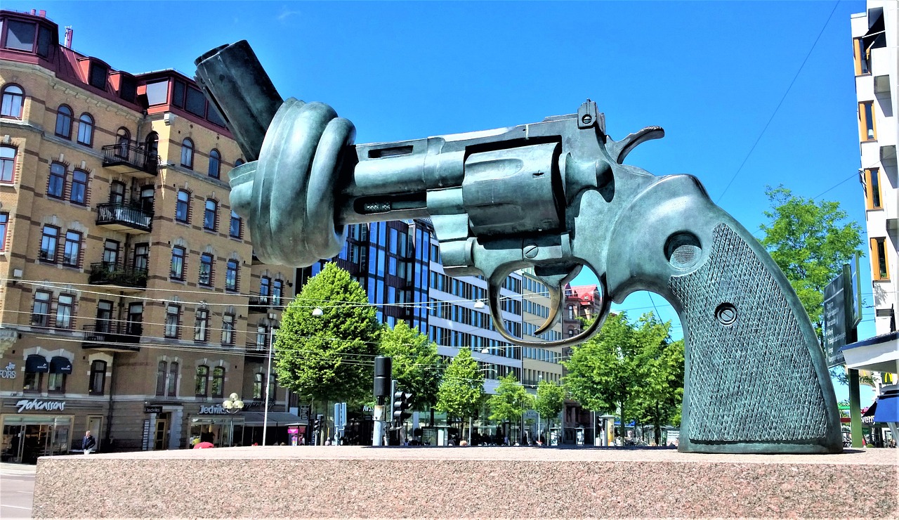 twisted against peace statue gothenburg 